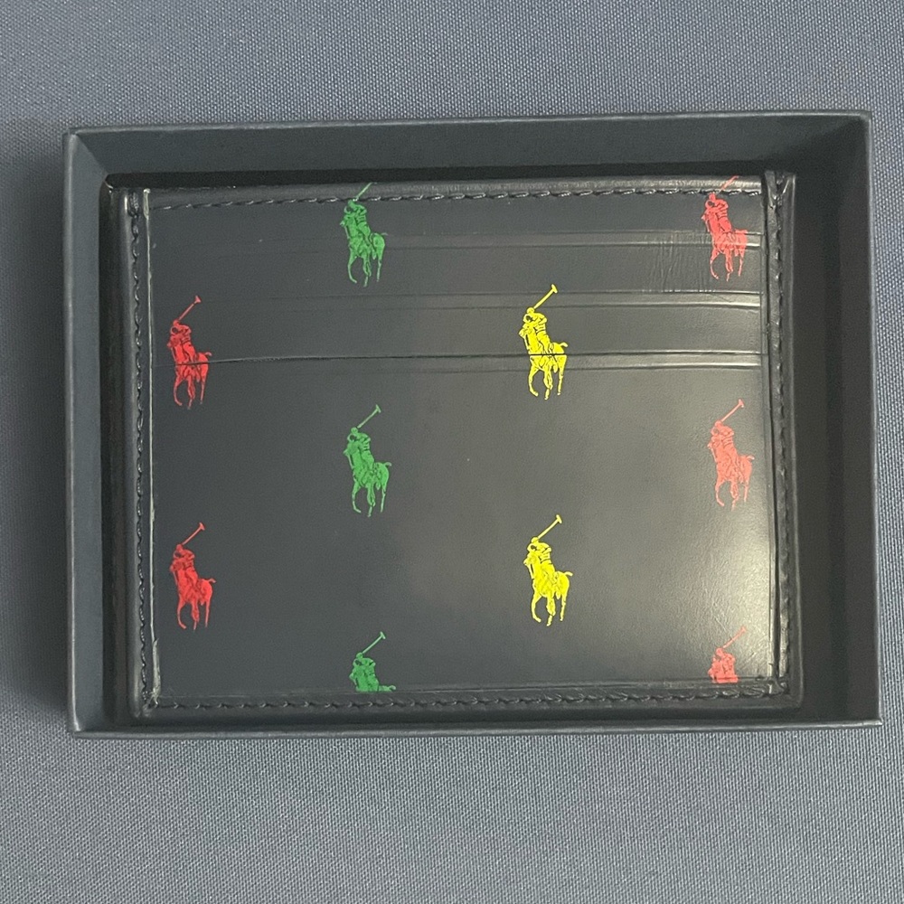 Polo Ralph Lauren signature pony leather card case